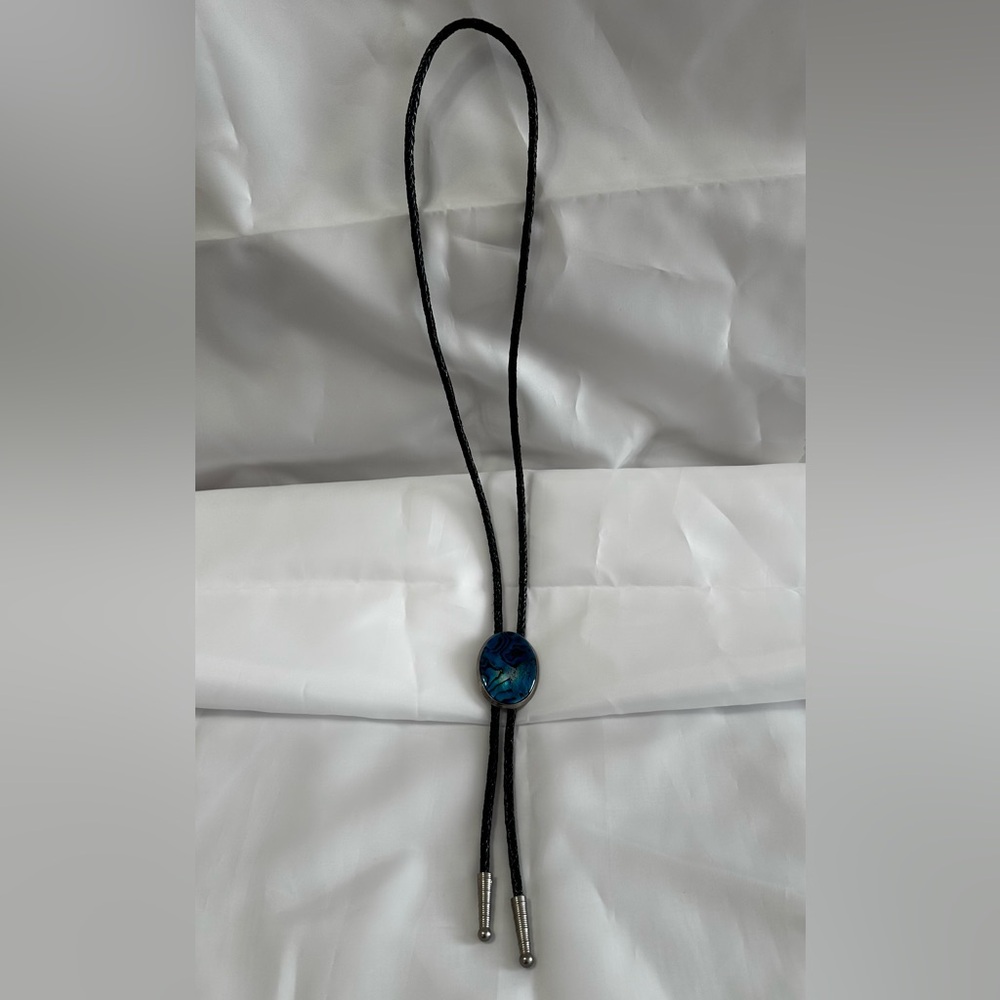 Blue Abalone Shell Bolo Western Wedding Necktie